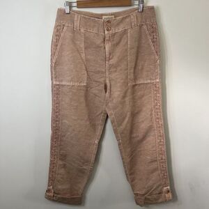 Sundance Linen Blend Pants Womens Size 10 Femme Voyager Beige Relaxed 34x26 NWT